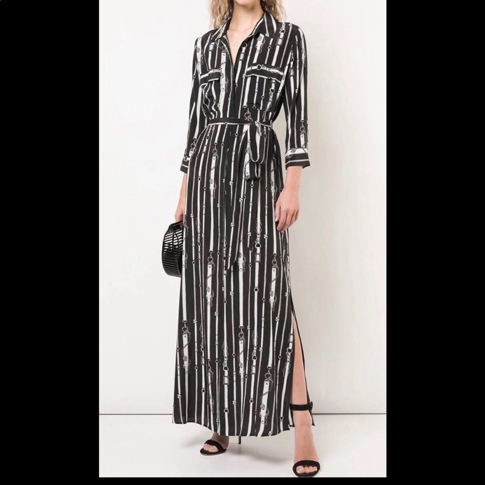 L'Agence Cameron Chain Print Tie Shirtdress